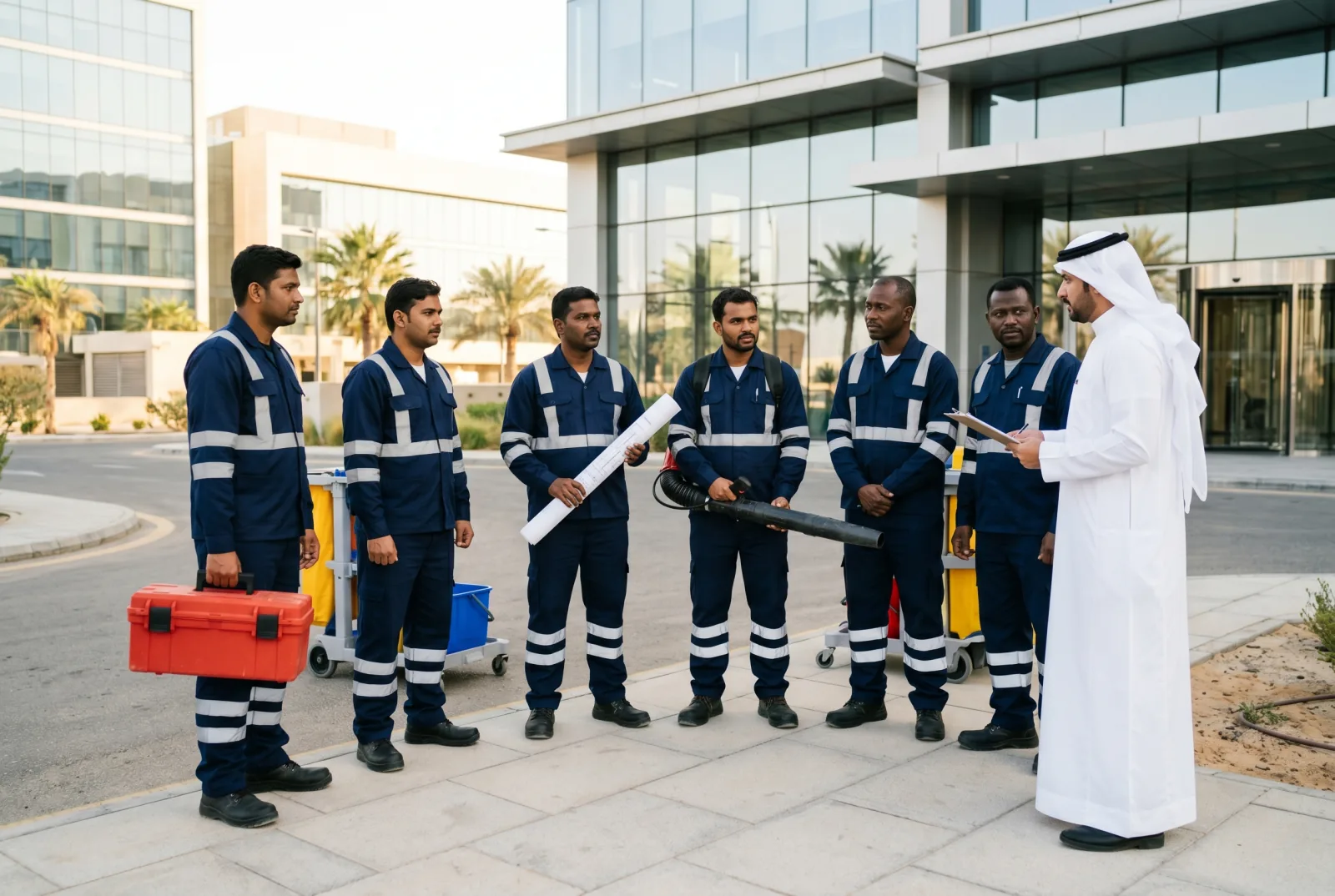 مشرف موقع يوجّه فريق عمليات بالزي الموحد